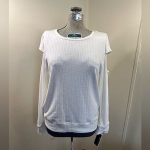 Design 365 New White Cold Shoulder Long Sleeve Shirt Women’s Medium